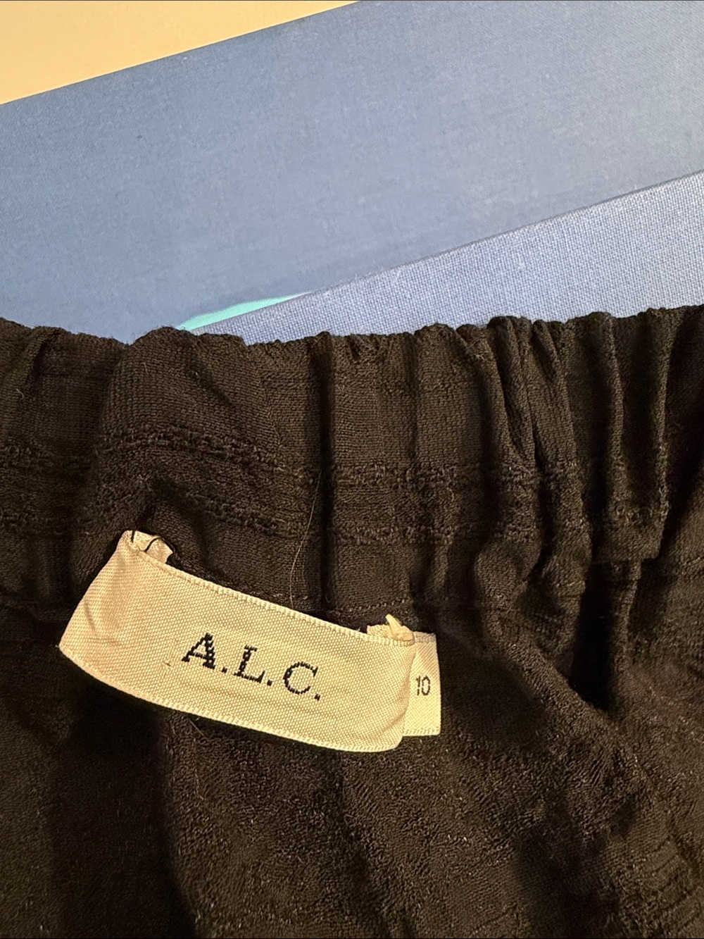 A.L.C. Black Textured Short Sleeve Top